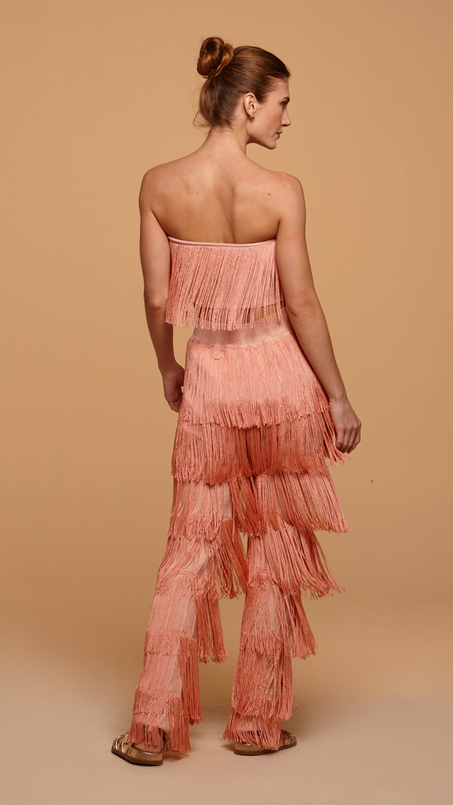 top tomara que caia fleurs fringes