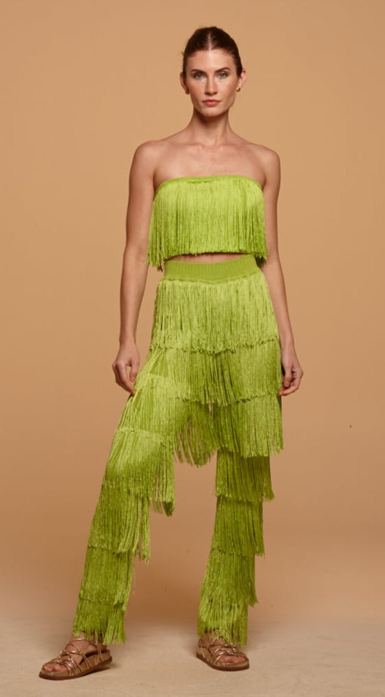 top tomara que caia fleurs fringes