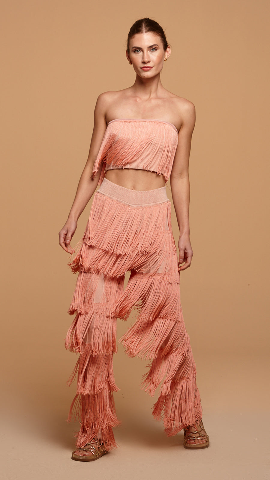 top tomara que caia fleurs fringes