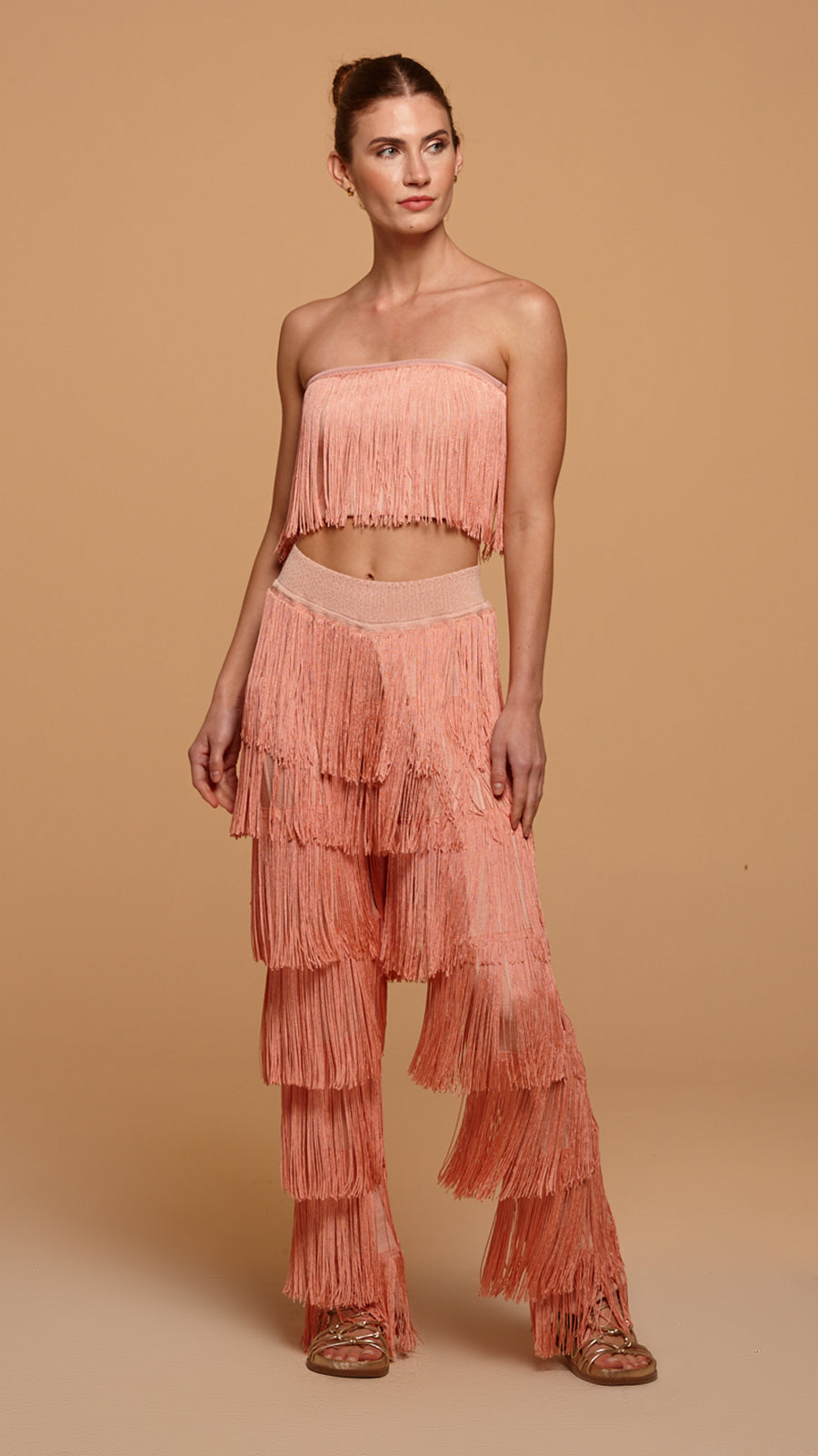 top tomara que caia fleurs fringes
