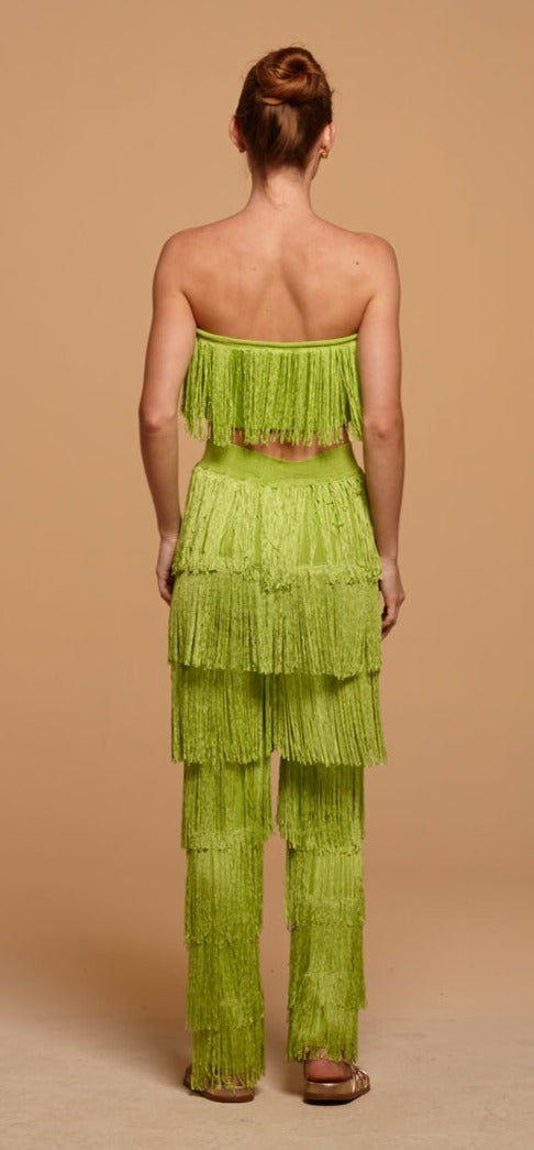top tomara que caia fleurs fringes