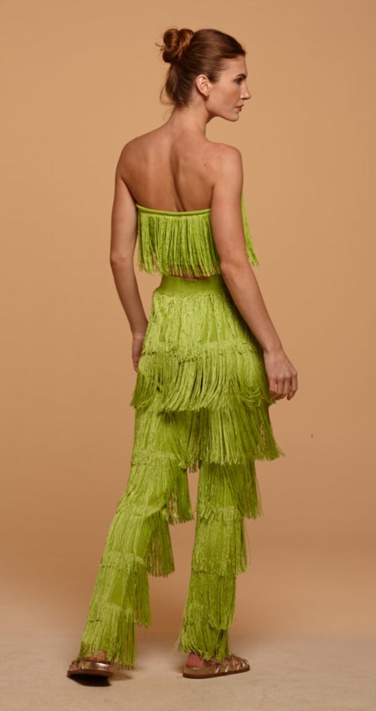 top tomara que caia fleurs fringes