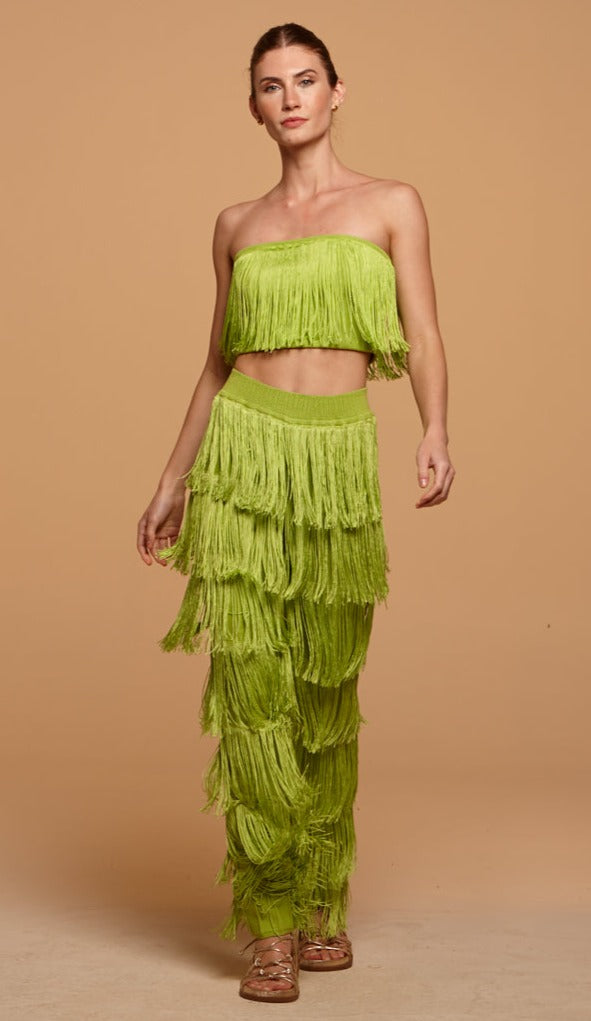 top tomara que caia fleurs fringes
